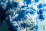 Blue and White Tie-Dye Goldfish Print Shirt