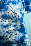 Blue and White Tie-Dye Goldfish Print Shirt