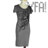 Asphalt Grey Japanese Oni Bamboo T-Shirt Dress