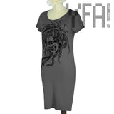 Asphalt Grey Japanese Oni Bamboo T-Shirt Dress