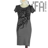 Asphalt Grey Japanese Oni Bamboo T-Shirt Dress