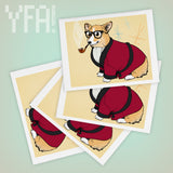 Bob Corgman the Welsh Corgi Blank Greeting Card | Single or Set of Four