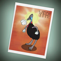 Raging Cassowary Blank Greeting Card | Single or Set of Four