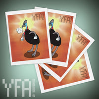 Raging Cassowary Blank Greeting Card | Single or Set of Four