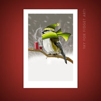 4x6" Chilladee the Chickadee Giclee Illustration Print - Yay for Fidget Art!