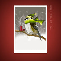 5x7" Chilladee the Chickadee Giclee Illustration Print - Yay for Fidget Art!