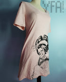 Light Pink Japanese Skeleton Oiran T-Shirt Dress