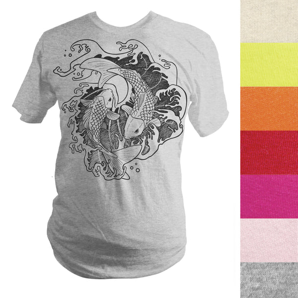 Japanese Fighting Koi Fish Graphic T-Shirt by Yay for Fidget Art!