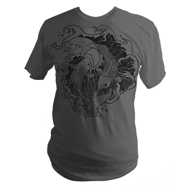 Japanese Fighting Koi Fish Graphic T-Shirt by Yay for Fidget art! 2XL / Fuschia