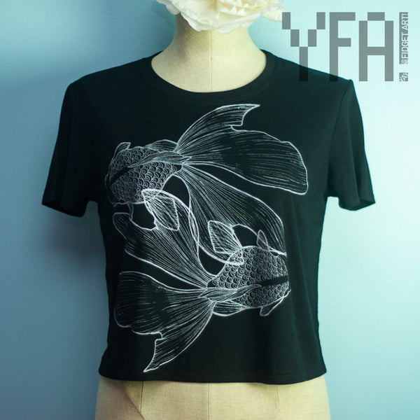 Front view of Double Japanese Goldfish Crop T-Shirt