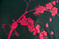 Black Bird and Plum Blossoms Bamboo T-Shirt Dress