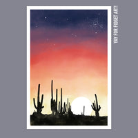 12x18" print of desert sunset digital watercolor painting.
