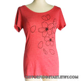 Heather Red Cherry Blossom Organic Scoop Neck T-Shirt - Yay for Fidget Art!