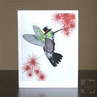 Dapper Hummingbird Single Greeting Card - Yay for Fidget Art!