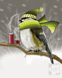 Chilladee the Chickadee Giclee Illustration Print - Yay for Fidget Art!