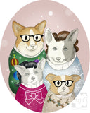 1950s Inspired Christmas Welsh Corgis Greeting Cards, Set of Four - Misprint SALE - Yay for Fidget Art!