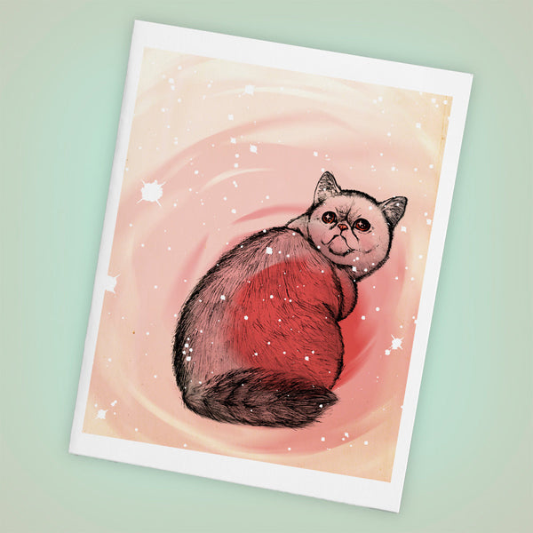 Trippy Exotic Short Hair Cat Single Blank Greeting Card - Size A2 - Yay for Fidget Art!