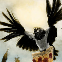 Cheeky Pied Crow Giclee Illustration Print - Yay for Fidget Art!
