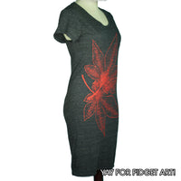 Eco Black Japanese Maple Leaves T-Shirt Dress - Yay for Fidget Art!