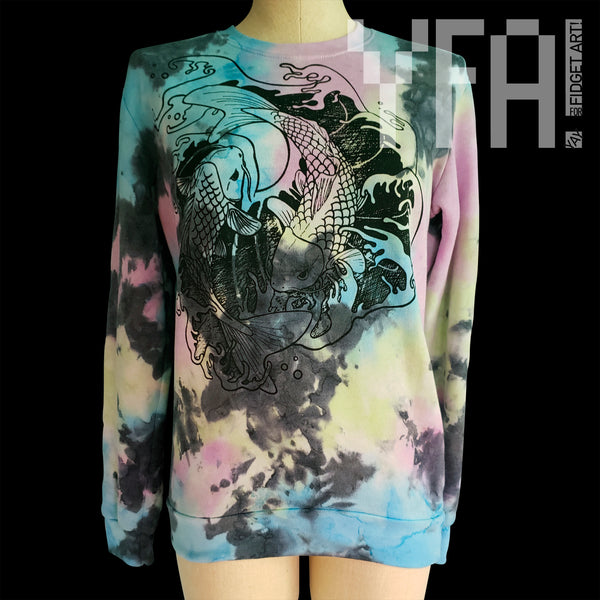 Fighting Koi Tie Dye Crew Sweatshirt (Front View)