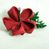 Red Hibiscus Japanese Kanzashi Silk Flower Hairclip - Yay for Fidget Art!