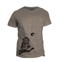 Light Brown Coffee Owl Tri-Blend T-Shirt - Yay for Fidget Art!