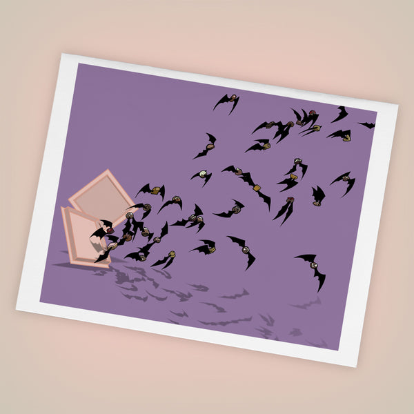 Chocolate Flying Bats Single Greeting Card - Yay for Fidget Art!
